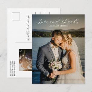 Timeless Black and White Foto Wedding Danke Postkarte