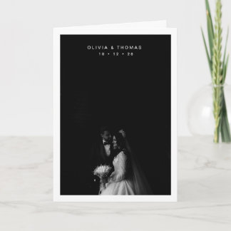 Timeless Black Monochrome Photo Wedding Folded Dankeskarte