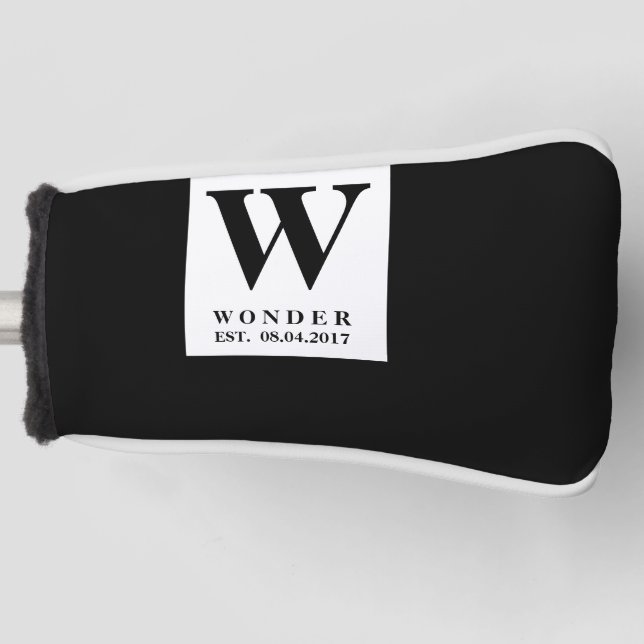 Timeless Black Wedding Golf Headcover (Vorderseite)
