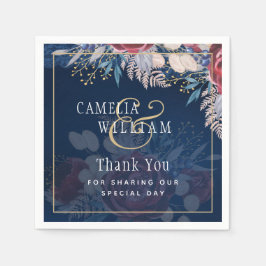 Timeless Blue Burgundy Floral Lace Wedding Serviette