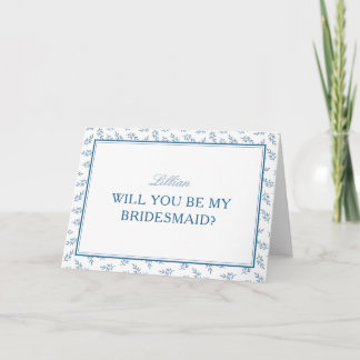 Timeless Blue Garden Elegante Bridesmaid Vorschlag Karte