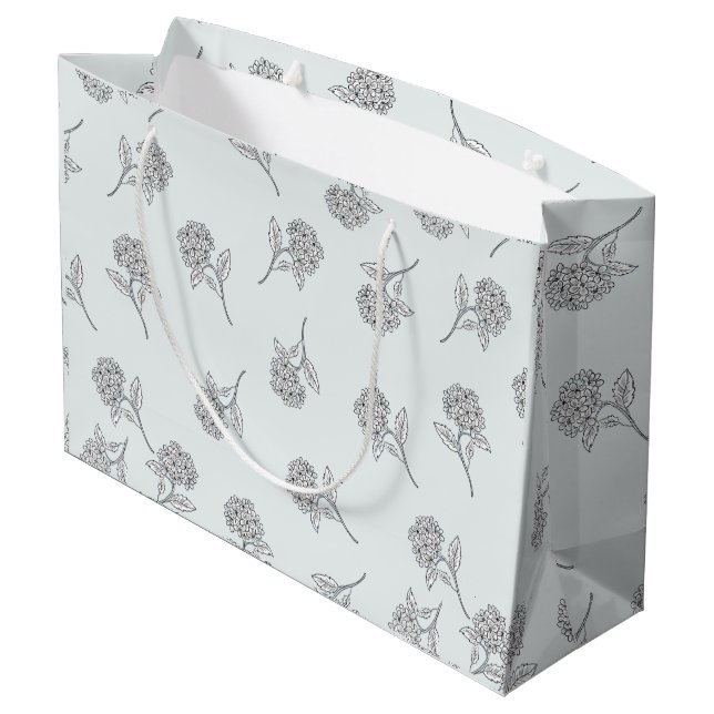 Timeless Botanical Bloom Soft Grey Große Geschenktüte (Rückseite Schrägansicht)