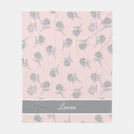 Timeless Botanical Bloom Soft Pink Monogram  Fleec Fleecedecke