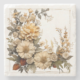 Timeless Botanical Neutral Floral Steinuntersetzer