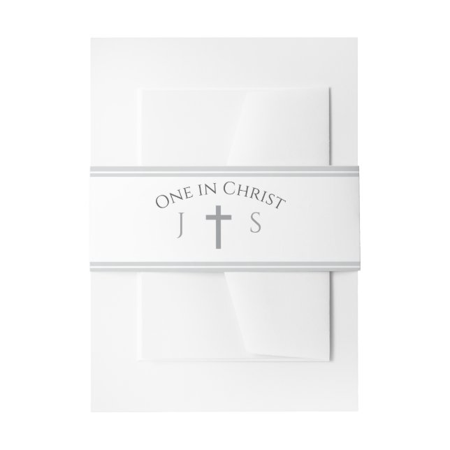 Timeless Catholic Monogrammed Einladungsbanderole (Vorderseite Beispiel)