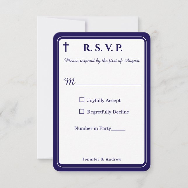 Timeless Catholic Monogrammed Response Card RSVP Karte (Vorderseite)