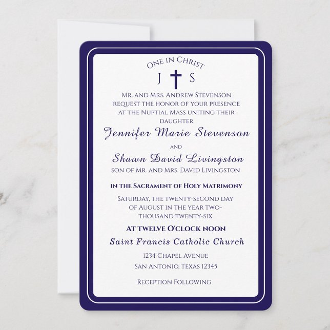 Timeless Catholic Monogrammed Wedding Invitation Einladung (Von Creator hochgeladen)