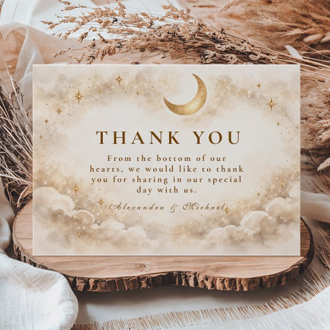 Timeless Celestial Romance Wedding Dankeskarte (Von Creator hochgeladen)