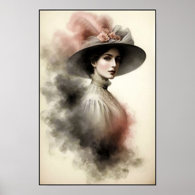 Timeless Elegance In Smoky Portrait Poster (Vorne)