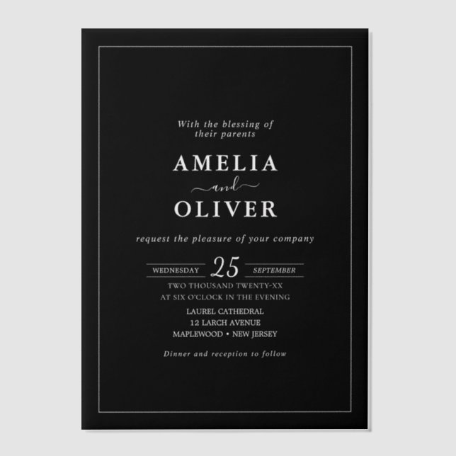 Timeless Elegant Black & White Minimalist Wedding (Vorderseite)