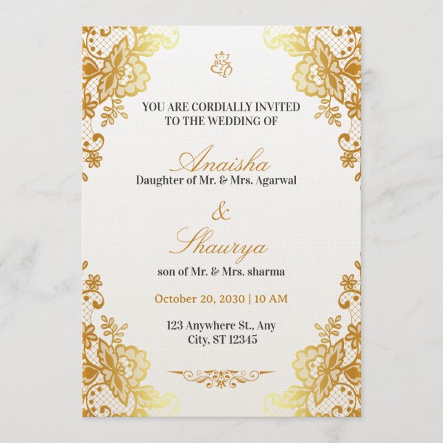 Timeless Elegant Wedding Invitation | Romantic Einladung (Vorderseite)