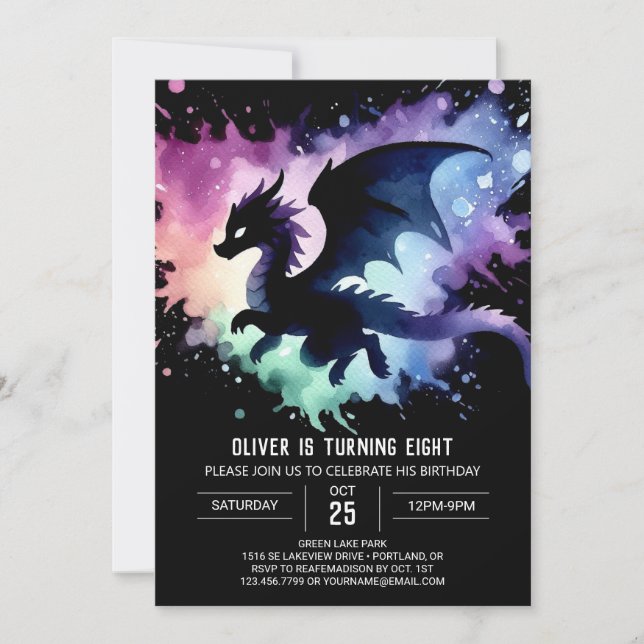 Timeless Fiery Dragon Birthday Children Einladung (Vorderseite)
