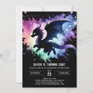 Timeless Fiery Dragon Birthday Children Einladung