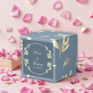 Timeless Floral Symphony in Blue Wedding Geschenkschachtel