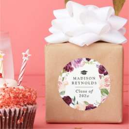 Timeless Floral Wreath Abschluss Fevor Runder Aufkleber