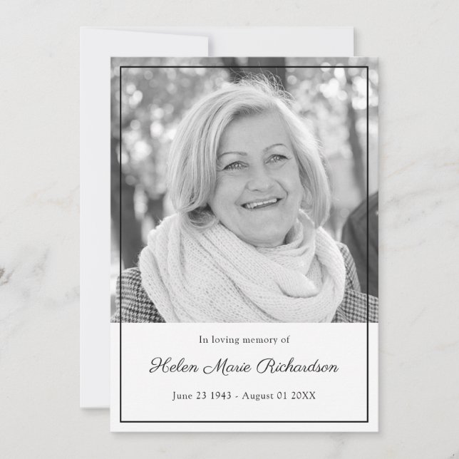 Timeless Foto-Beileids-gerahmtes Beileid-Begräbnis Dankeskarte (Vorderseite)