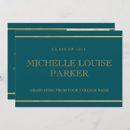 Timeless Gold Aquamarin Foto Abschluss Einladung