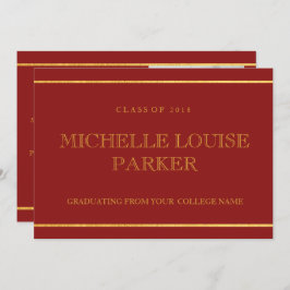 Timeless Gold Kardinal Roter Abschluss Einladung