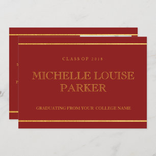 Timeless Gold Kardinal Roter Abschluss Einladung