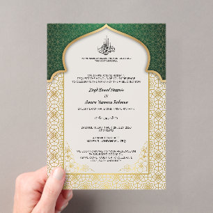 Timeless Islamic Wedding - Emerald & Gold Acryleinladungen