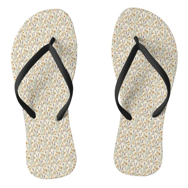 Timeless Lavender Sprigs & Earthy Wildflowers Flip Flops (Fußbett)