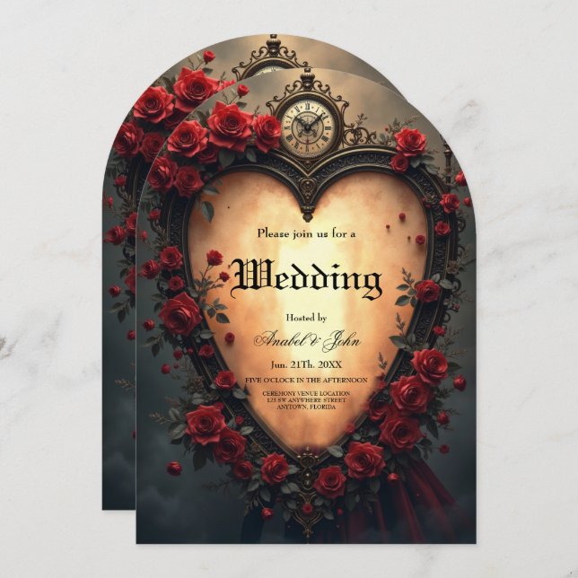Timeless Love –Victorian Gothic Wedding Collection Einladung (Vorne/Hinten)