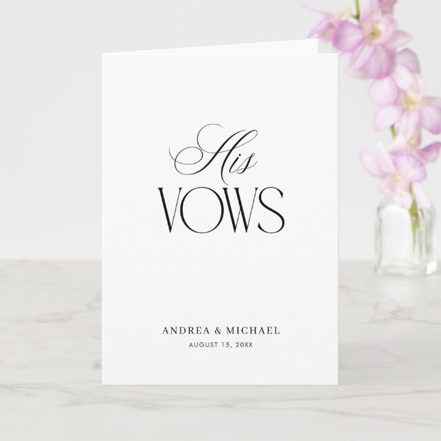 Timeless Luxe Script Elegant His Wedding Vows Karte (Orchidee)