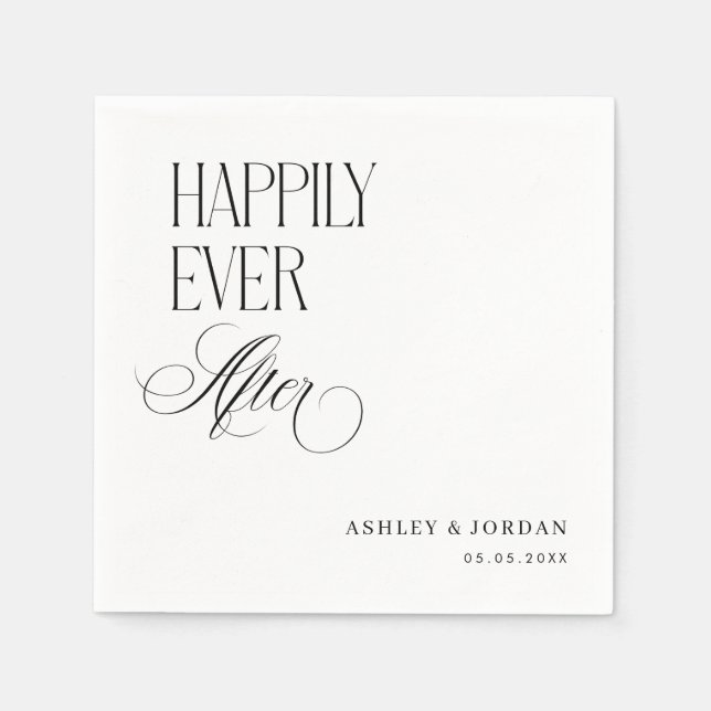 Timeless Luxe Script Happily Ever After Party Serviette (Vorderseite)