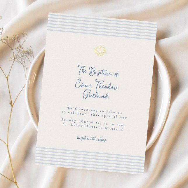 Timeless minimal modern baptism Foil Invitation Folieneinladung (Von Creator hochgeladen)
