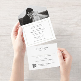 Timeless Monogram QR Code Modern Wedding All-in-One-Einladung