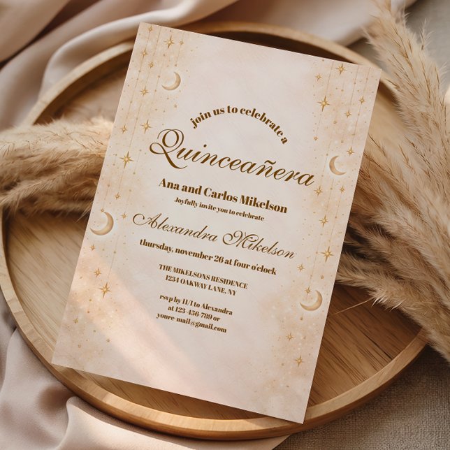 Timeless Moon And Stars Quinceañera Einladung (Von Creator hochgeladen)
