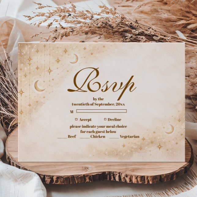 Timeless Moon And Stars Quinceañera RSVP Karte (Von Creator hochgeladen)