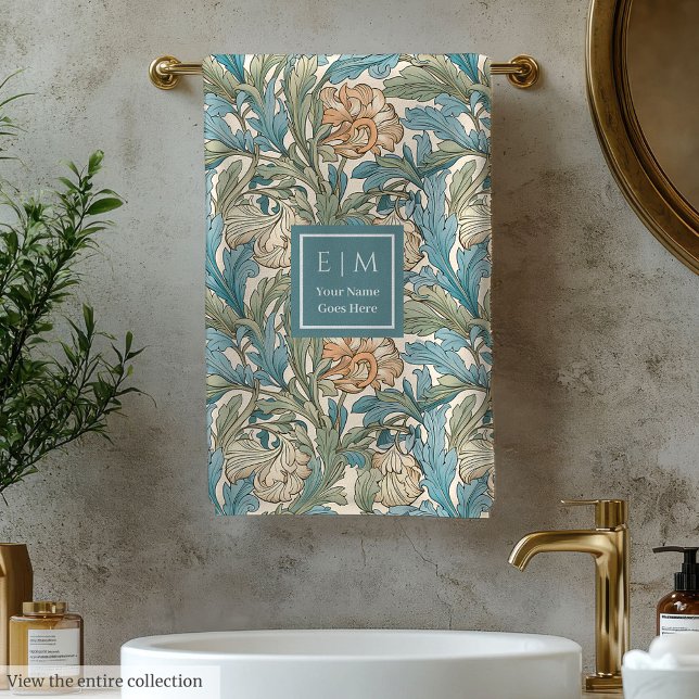 Timeless Morris Inspiriert Personalisiert Badhandtuch Set (Timeless Morris Inspired Personalized Floral Bath Towel Set)