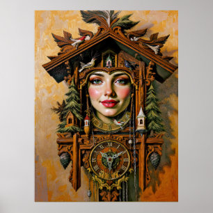 „Timeless Muse“ – Ein Kuckucksuhr-Porträt  Poster