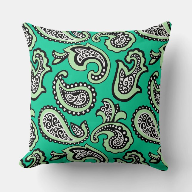 Timeless Paisley on Green Background Kissen (Vorderseite)
