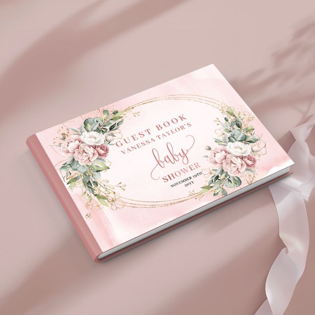 Timeless Pink Floral Greenery Baby Guest Book Gästebuch (Timeless Pink Floral Greenery Baby Guest Book)
