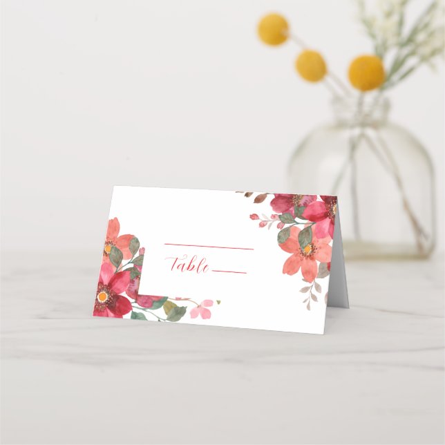 Timeless Red Wedding Platzkarte (Vorderseite)