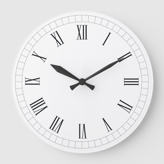 Timeless Roman Numeral Wall Clock Große Wanduhr (Vorderseite)