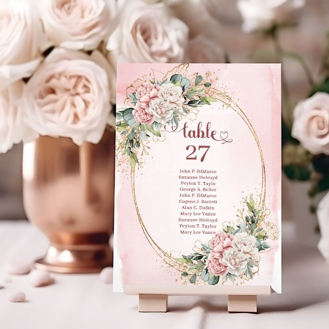 Timeless Rose Gold Floral Eucalyptus Table Number Tischnummer (Timeless Rose Gold Floral Eucalyptus Table Number)