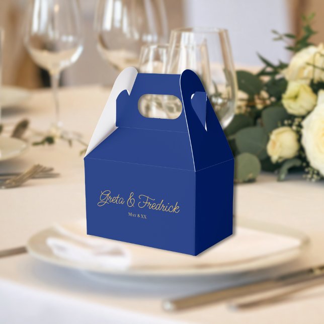Timeless Royal Blue and Gold Wedding Geschenkschachtel (Von Creator hochgeladen)