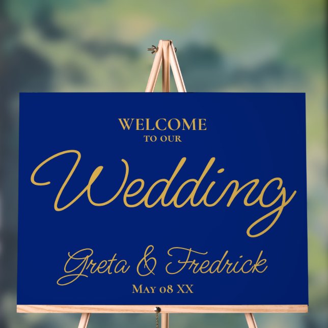 Timeless Royal Blue Gold Welcome to our Wedding Acrylschild (Neutral)
