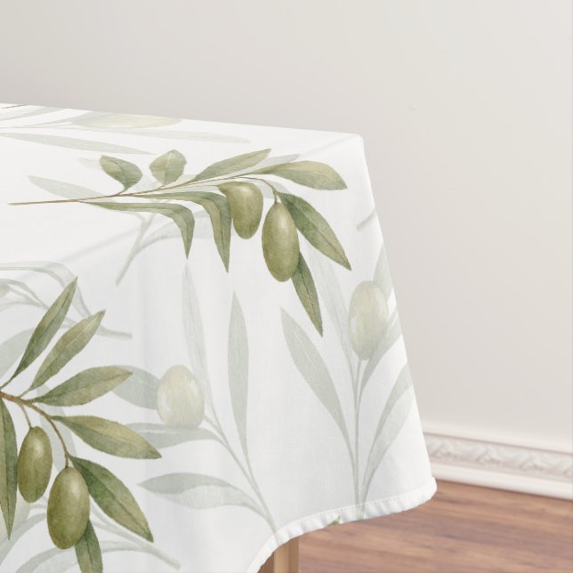 Timeless Sage Olive Watercolor Chic  Tischdecke (Beispiel)