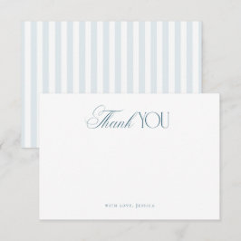 Timeless Script Coastal Blue Stripes Bridal Shower Dankeskarte