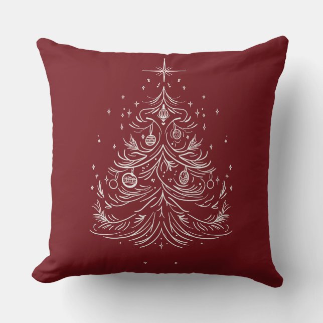 Timeless Tree Holiday Throw Kissen | Rot/Burgund (Vorderseite)