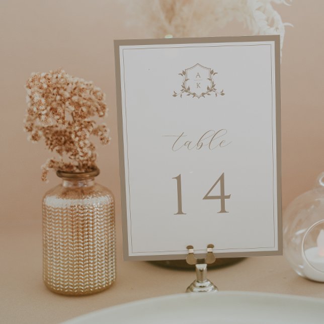 Timeless Vines Beige Crest Table Number Programm (Von Creator hochgeladen)
