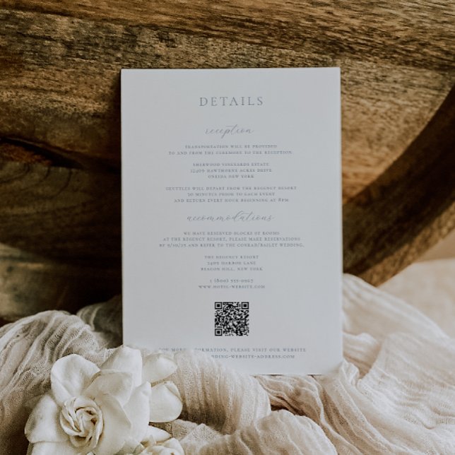 Timeless Vines Crest Dusty Blue Details Card Einladung (Von Creator hochgeladen)