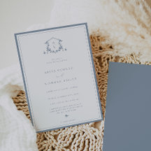 Timeless Vines Dusty Blue Monogram Wedding Crest