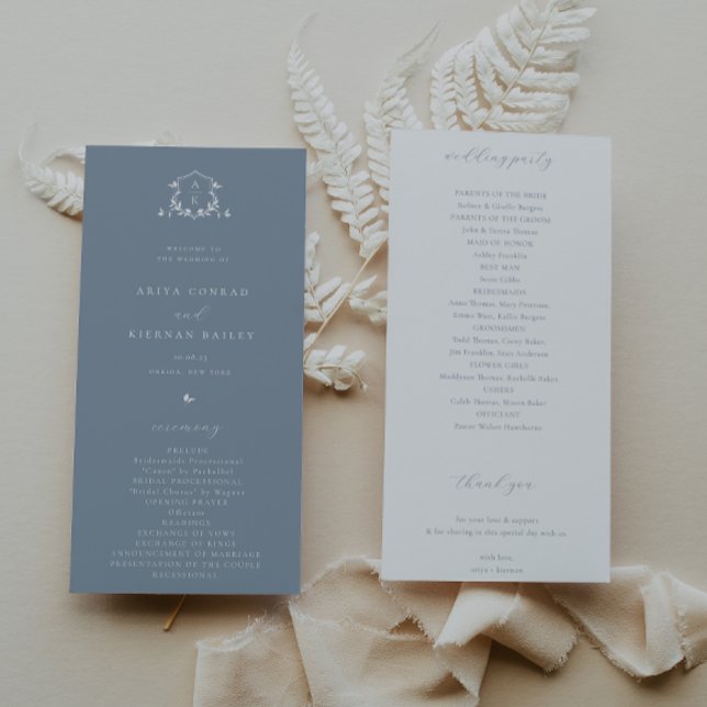 Timeless Vines Monogram Crest Dusty Blue Programm (Von Creator hochgeladen)