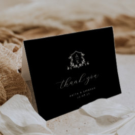 Timeless Vines Monogram Crest Wedding Photo Dankeskarte