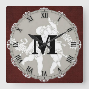 Timeless Vintage Monogramm-Wand-Uhr Quadratische Wanduhr